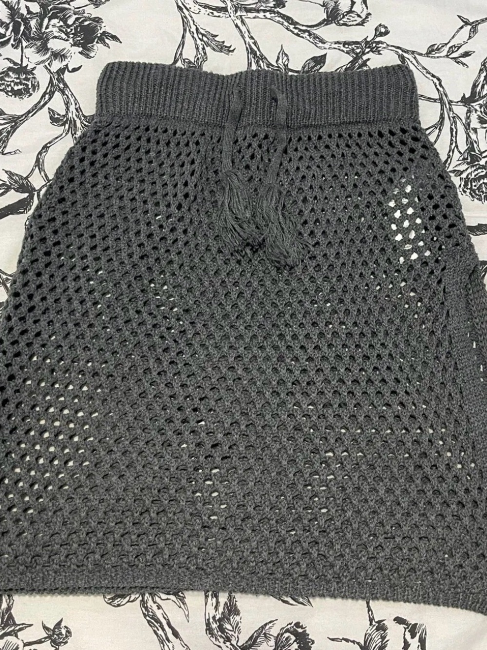 Boohoo Black Crochet Tie-Waist Mini Skirt